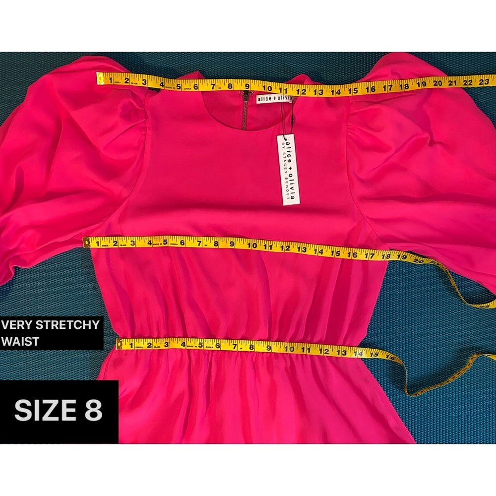 Alice + Olivia Shayla Bold Pink Puff Sleeve Mini Dress - Picture 11 of 16